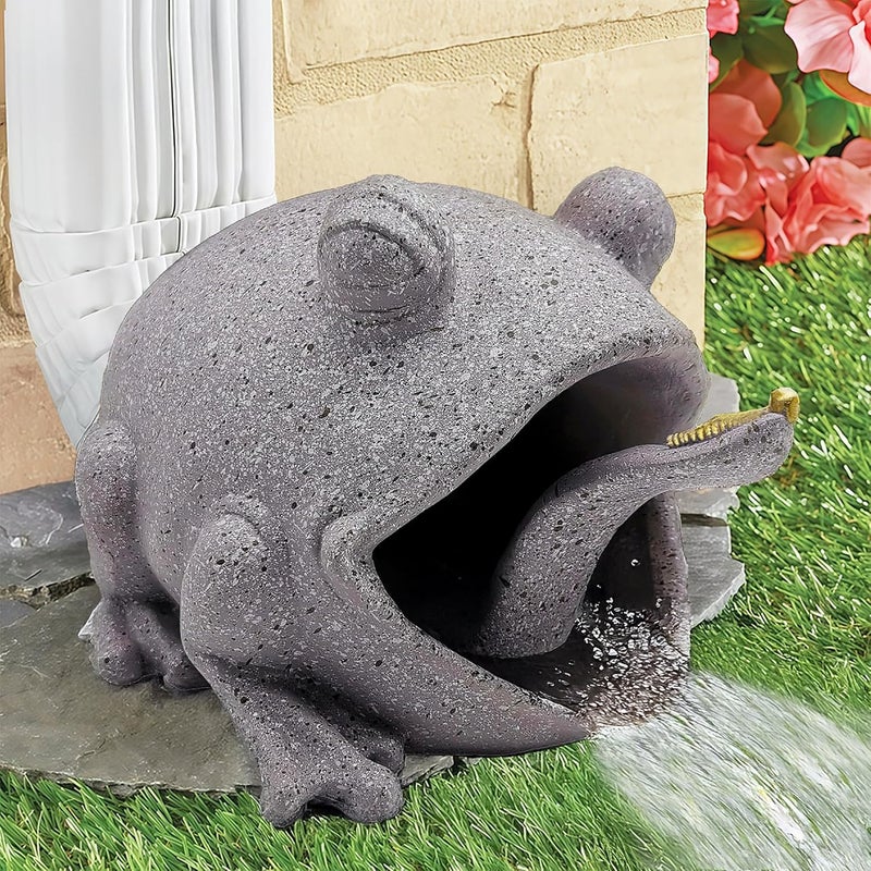 Euiroet Frog Resin Sculpture, 7.87x7.28x5.9in Decorative Downspout Extension for Garden Enrichment and House Rain Gutters-Fits 3''x4'' Drain Size - Image 1